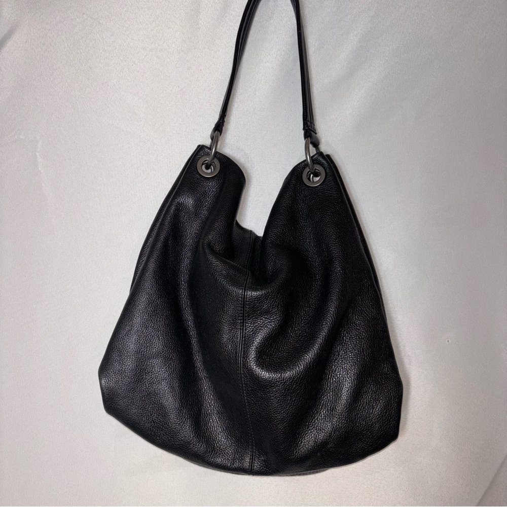 Simply Vera Vera Wang Black Slouchy Shoulder Bag with Silver Accents